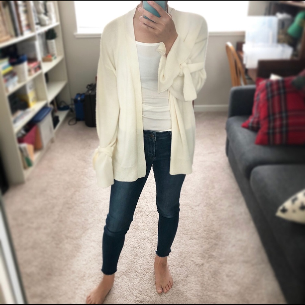Wool-blend cream cardigan